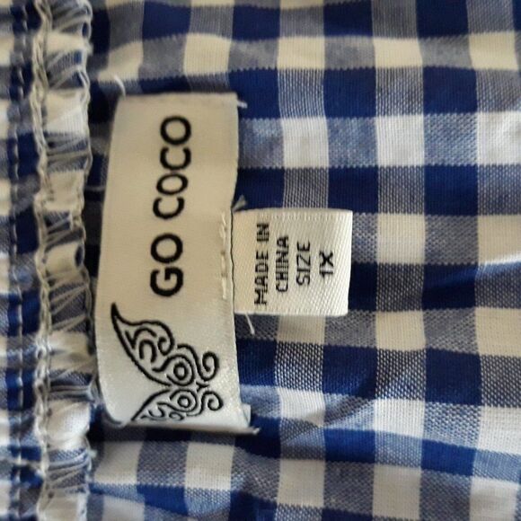 GO COCO Blue Plaid Off Shoulder Dress 1XL - NEW - Picture 3 of 5